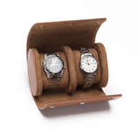 Étui à montres de luxe en cuir PU, matériaux recyclés, doublure en faux daim, forme ovale, fermeture à bouton, résistant à l'eau, durable