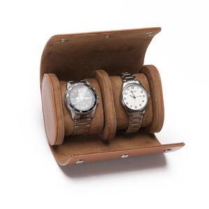 Custom Logo Embossed Black PU Leather Watch Winder <b>Roll</b> 2 Slots Travel <b>Jewelry</b> Case Box with Velvet Durable Watch Case <b>Roll</b> - Product Image 5