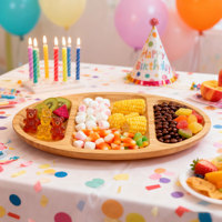 Plateau de service de fruits en bambou à 5 compartiments, plateau rond pour collation, Dessert, plateau alimentaire, Offre Spéciale