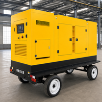 Générateur diesel silencieux de type remorque Bofa Electric Power 60Hz 230V 64kW 80kVA avec démarrage automatique ATS, démarrage à distance, 4 roues