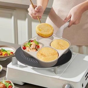 Padella Antiaderente Moderna in Metallo a 4 Fori, Multifunzionale per Pancake e Colazione, Compatibile con Piani a Induzione - Product Image 2