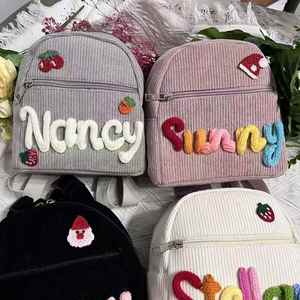 Mochila Mini de Pana Personalizada con Nombre Bordado para Estudiantes, Cierre de Cremallera, Bolsillo Interior, Venta al Por Mayor - Product Image 1