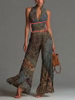 Combinaison longue blanche sans manches pour femme, taille haute, jambes larges, design tendance, faible MOQ, idéale pour l'été