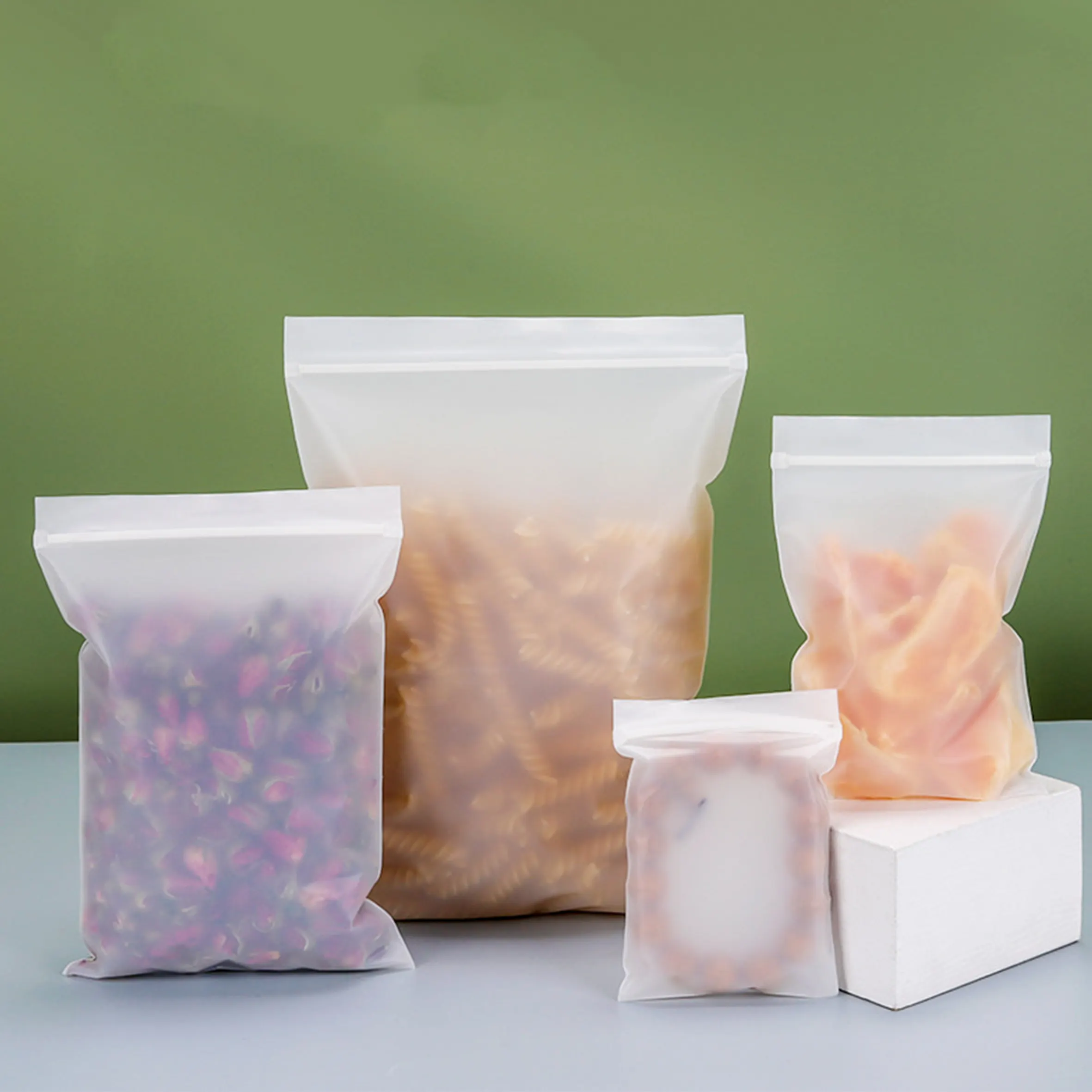 Sacchetti con chiusura a Zip in plastica biodegradabile compostabile con amido di mais ecologico smerigliato personalizzato riutilizzabili per imballaggi alimentari