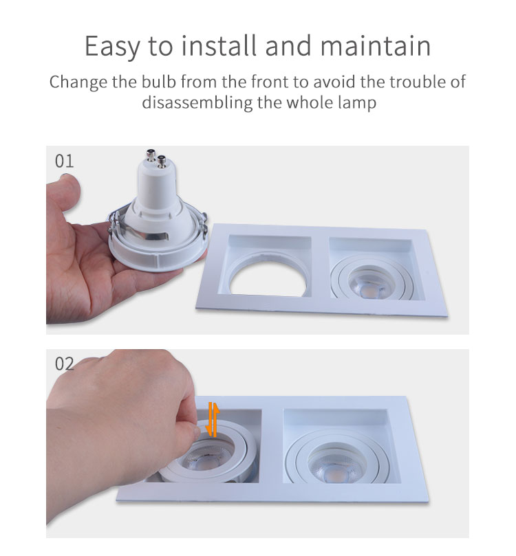 Square Anti Glare Downlights 185X100mm Adjustable Twin Head Downlight