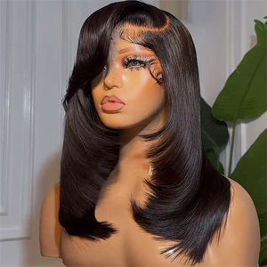 Vente en gros perruques de <span class=keywords><strong>cheveux</strong></span> humains Lace Front Lace Wig perruque de <span class=keywords><strong>cheveux</strong></span> brésiliens grande fermeture transparente partie latérale perruque pré-plumée pour les femmes - Product Image 1