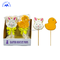 Galletas Festivas de Alta Calidad con Forma de Conejo y Pato de Pascua, Dulces y Saladas, con Cintas Amarillas Vibrantes, en una Caja Atractiva