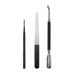 3 Pcs/set Stainless Steel Nail Tools - Nail File Nail Pusher Cuticle Pusher With Custom Logo