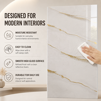 Panneau mural en PVC brillant MORLENX gris or agate marbré UV pour décoration intérieure de luxe