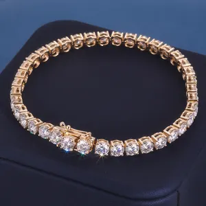 Custom Real 9K 10K 14K 18K Solid Gold Bracelet D VVS Moissanite Lab Natural Diamond Bangle Tennis Chain