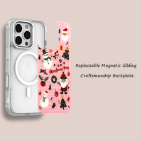 Coque de téléphone à panneau arrière magnétique remplaçable pour iphone 17/17pro/17promax/17air avec le puzzle de noël doré