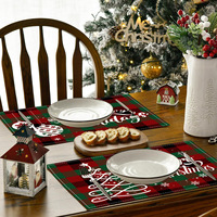 Classique Noël Flocon De Neige Grille Écologique Polyester Coton Napperon Tapis De Table 30x45cm