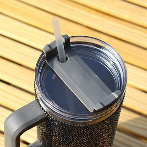 Wholesale Bulk 40oz Stainless Steel Tumblers Double Wall Vacuum Insulated with Rhinestone Bling Handle Straw for <b>Coffee</b> Beer - Product Image 4