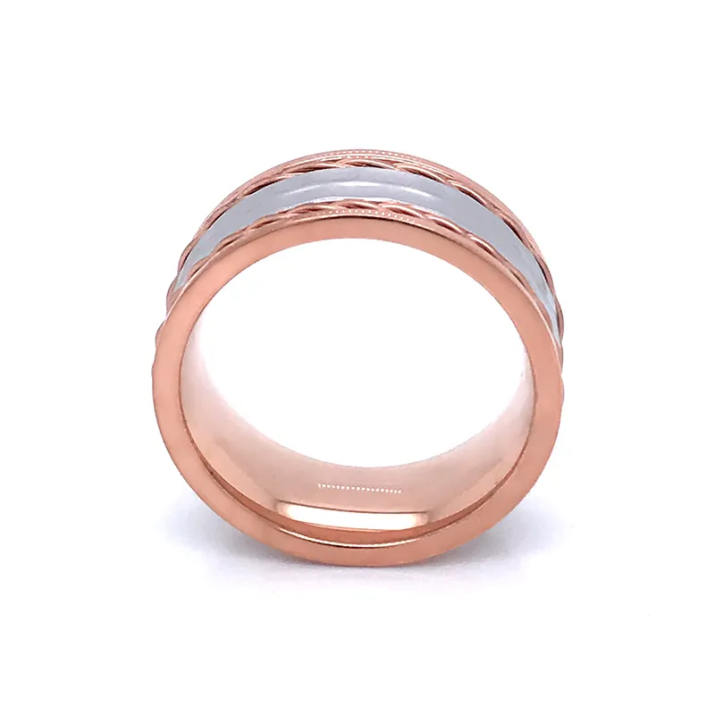 Wedding Wedding Ring Beyaly Jewelry Stainless Steel Jewelry Rings Wedding Engagement Band Rings With Wire Inlay Rose Gold Plated For Mens