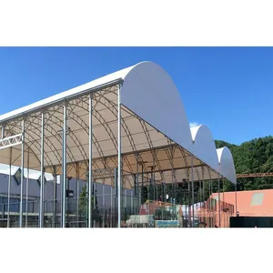 パデルコートルーフカバー付き膜鋼構造pvdf屋根パデルコート用パデルコート屋根付き屋外シェード構造