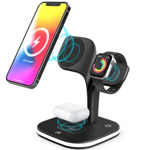 Universal wireless phone charging stand holder station dock led lamp QI 15W fast magnetic wireless charger for iPhone 12 13 14