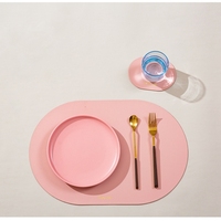 Napperon à deux côtés en cuir PU de style nordique ensemble de sous-verre tapis de Table à manger de forme ovale isolation sous-verre pour boisson hôtel