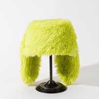 Chapeau en peluche amusant, couleur bonbon, en fourrure moelleuse et épaisse, chaud, résistant au froid, mignon, protecteur, tendance