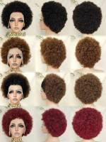 Perruque Lace Front 13x4 sans colle, prête à porter, cheveux humains vierges indiens, afro bouclés courts de 6 pouces, avec baby hair, 175g, perruques courtes en cheveux humains