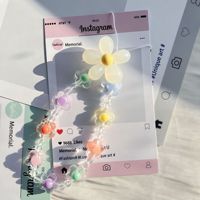 Porte-clés et breloque de sac coloré à fleurs perlées, mignon, pour filles, accessoire quotidien