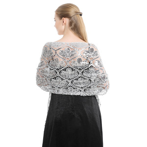 Venta al por mayor directa de fábrica: Pañuelos y chales largos de poliéster con diseño de lentejuelas y bordados para fiestas y bodas, elegantes para mujer. - Product Image 4