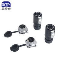 LP24 Konektor Tahan Air IP67/IP68 Sistem Pengunci Cepat Push-Pull, Konektor Industri Logam Persegi dengan Flens, Konektor Bundar 2 3 4 Pin 35A