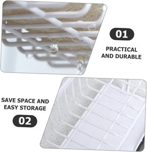 Soporte de esponja para fregadero de cocina con bandeja de drenaje, estante de almacenamiento organizador de esponja de jabón de diseño hueco de carga fuerte - Product Image 4