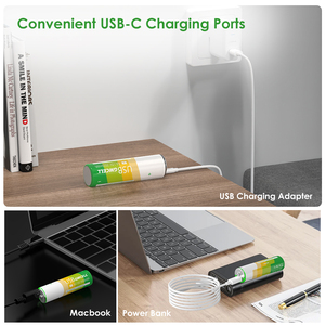 1.5V 2500mWh AA USB <b>Type</b>-C Rechargeable Lithium Ion 14500 Cell <b>Battery</b> with Port GMCELL 1000 Cycles 1 Year Warranty - Product Image 2