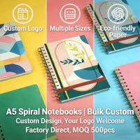 Carnet à spirales A5 personnalisé avec couverture en papier, impression UV or rose, spirale et pages lisses pour étudiants et usage professionnel