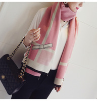 Châle double face extra large pour femmes automne/hiver Design élégant avec nœud papillon à double usage en polyester