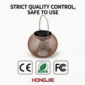 핑크 메탈 메쉬 태양광 랜턴 야외 방수 정원 파티오 장식 자동 야간 조명 - Product Image 4
