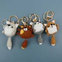 Porte-clés chien tricoté à la main au crochet, mini-animal mignon fait main, breloque de sac en tricot doux, pendentif portable, accessoire