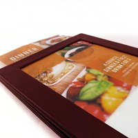 Porta Menús de Mesa con Luz LED Roja, Porta Tarjetas de Menú Iluminado para Restaurante, Cubierta de Menú A5 de 2 Páginas, Exhibidor de Mesa