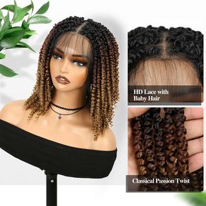 Peluca Trenzada de Encaje Completo <span class=keywords><strong>HD</strong></span> al por Mayor con Estilo Passion Twist # Extensiones de Cabello Natural de 10-14 Pulgadas con Cabello de Bebé |   Fibra Ligera Resistente al Calor Lista para Enviar - Product Image 2