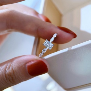 Modèles <span class=keywords><strong>Netflix</strong></span> S925 argent sterling carré diamant forme oeil de cheval simulation bague en diamant mode féminine cent avec quotidien - Product Image 3