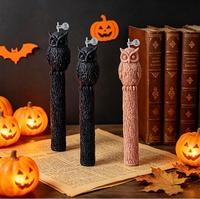 Bougie d'Halloween en forme de hibou, bougie parfumée en forme d'oiseau, design gothique effrayant pour la décoration de table de fête d'Halloween