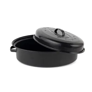 High quality 5l 7l mini oval white enamel cast iron 2 in 1 casserole with lid decorated