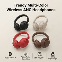 Casque sans fil Bluetooth ANC Premium à réduction de bruit active, supra-auriculaire, faible latence, pour gaming, basses profondes, avec micro