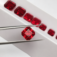 Direkter Fabrikpreis Laborgezüchteter Rubin Loser Edelstein Taubenblutrot Asscher-Schliff Quadratisch 6x6mm bis 10x10mm für Schmuckherstellung