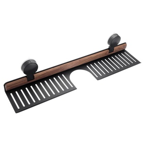Étagère <span class=keywords><strong>de</strong></span> <span class=keywords><strong>salle</strong></span> <span class=keywords><strong>de</strong></span> <span class=keywords><strong>bain</strong></span> murale à ventouse en <span class=keywords><strong>bois</strong></span>, sans perçage, à un seul niveau, pour lavabo et robinet, avec égouttoir et <span class=keywords><strong>rangement</strong></span> amovible - Product Image 5