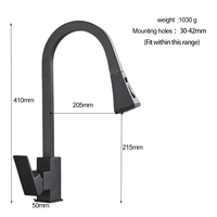 Robinet de cuisine haut de gamme en acier inoxydable 304, à poser sur comptoir, avec douchette extractible, eau chaude et froide, à arc haut, mitigeur pivotant pour hôtel et salle de bain