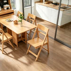 Scandinavian Wooden Foldable <b>Chair</b> With Solid <b>Back</b> Modern Living Room Furniture For Home Dining - Product Image 1