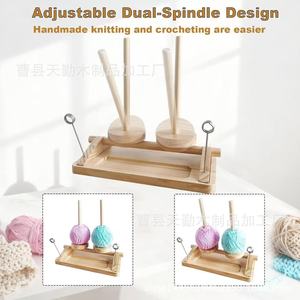 Wooden yarn <b>rack</b>, double-axis <b>rotatable</b> desktop knitting tool <b>storage</b> tray, solid wood yarn ball <b>rack</b> - Product Image 3