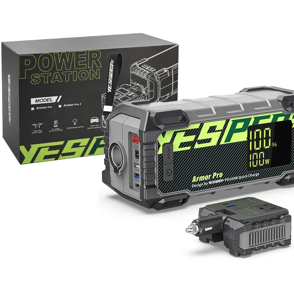 Yesper Armor Pro 12V พาวเวอร์แบงค์รถยนต์สําหรับโทรศัพท์มือถือ PD 100W ชาร์จสถานีไฟฟ้าพกพากลางแจ้งอย่างรวดเร็ว