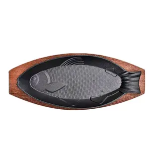 Fajita Pan Cookware Pre-seasoned Frying Pans sizzling steak plate fish shape cast iron steak plate sizzle