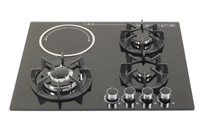 Cuisinière à gaz encastrable 4 brûleurs OEM/ODM d'usine, plaque de cuisson 60 cm en verre trempé GPL/GN pour cuisine domestique
