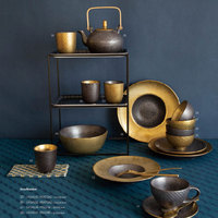 Joyye – Nouveauté : Ensemble de tasses à thé en céramique plaquées or, style japonais, pour restaurant de sushi