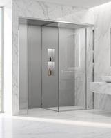 Cabine de douche coulissante carrée encadrée, porte en verre trempé transparent de 8 mm, design en alliage d'aluminium résistant à l'eau, personnalisable, moderne