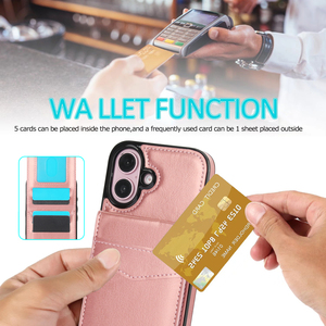 Funda Magnética para Teléfono con Ranuras para Tarjetas, Tipo Bandolera, Ideal para Viajes, para 17/17 Pro Max/16 Pro Max/16, de Cuero PU, con <span class=keywords><strong>7</strong></span> Ranuras para Tarjetas, Resistente a Impactos - Product Image 4