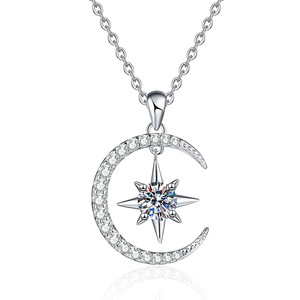 Xl230 925 Sterling Silver bạc moissanite sao trăng sang trọng moissanite Vòng cổ cho phụ nữ - Product Image 1